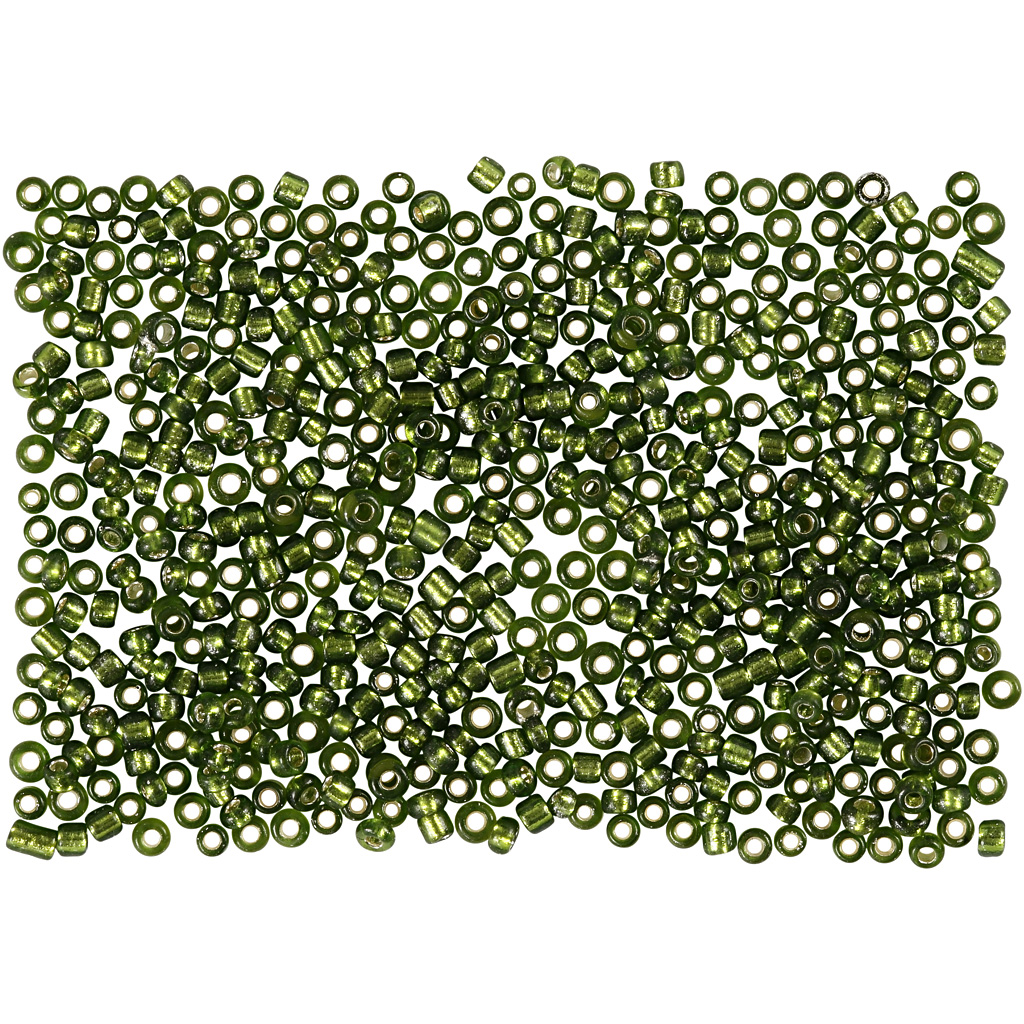 Glas kraaltjes rocailles gras groen 15/0 - Ø1.7mm - 25 gr