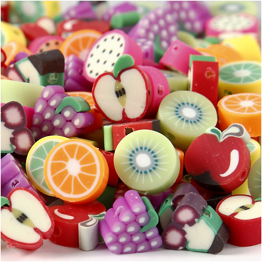 Klei kralen zomerse fruit mix 10mm - 200 stuks