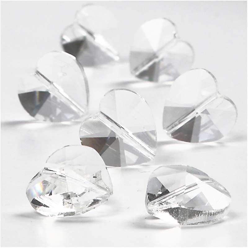 Glas kristal kralen facet hart transparant 14mm - 30 stuks