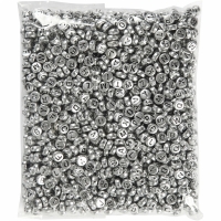 Letter kralen metallook zilver 7mm - 1500 stuks