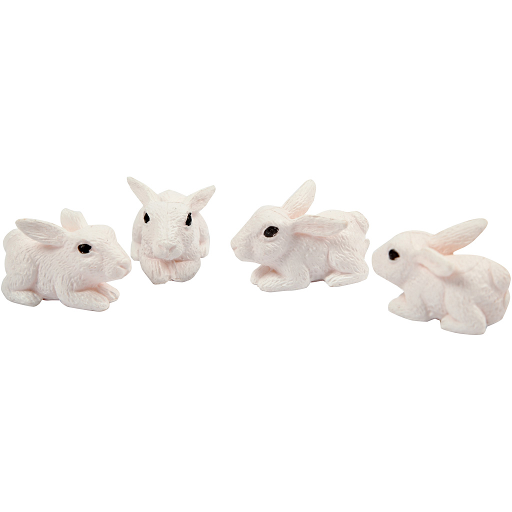 Mini konijntjes kunst hars 10mm 4 stuks
