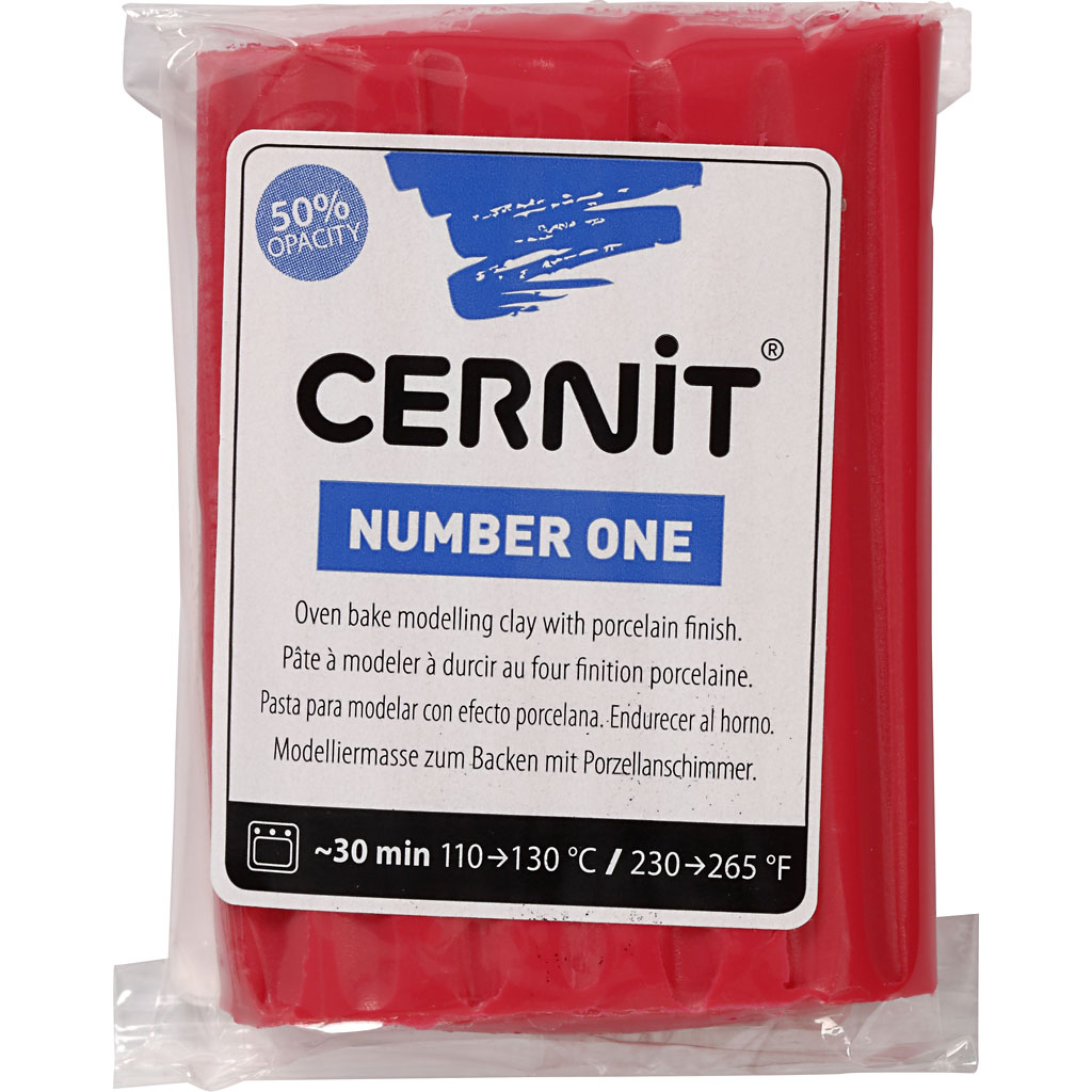 Cernit polymeer boetseer klei porselein effect rood - 56 gr