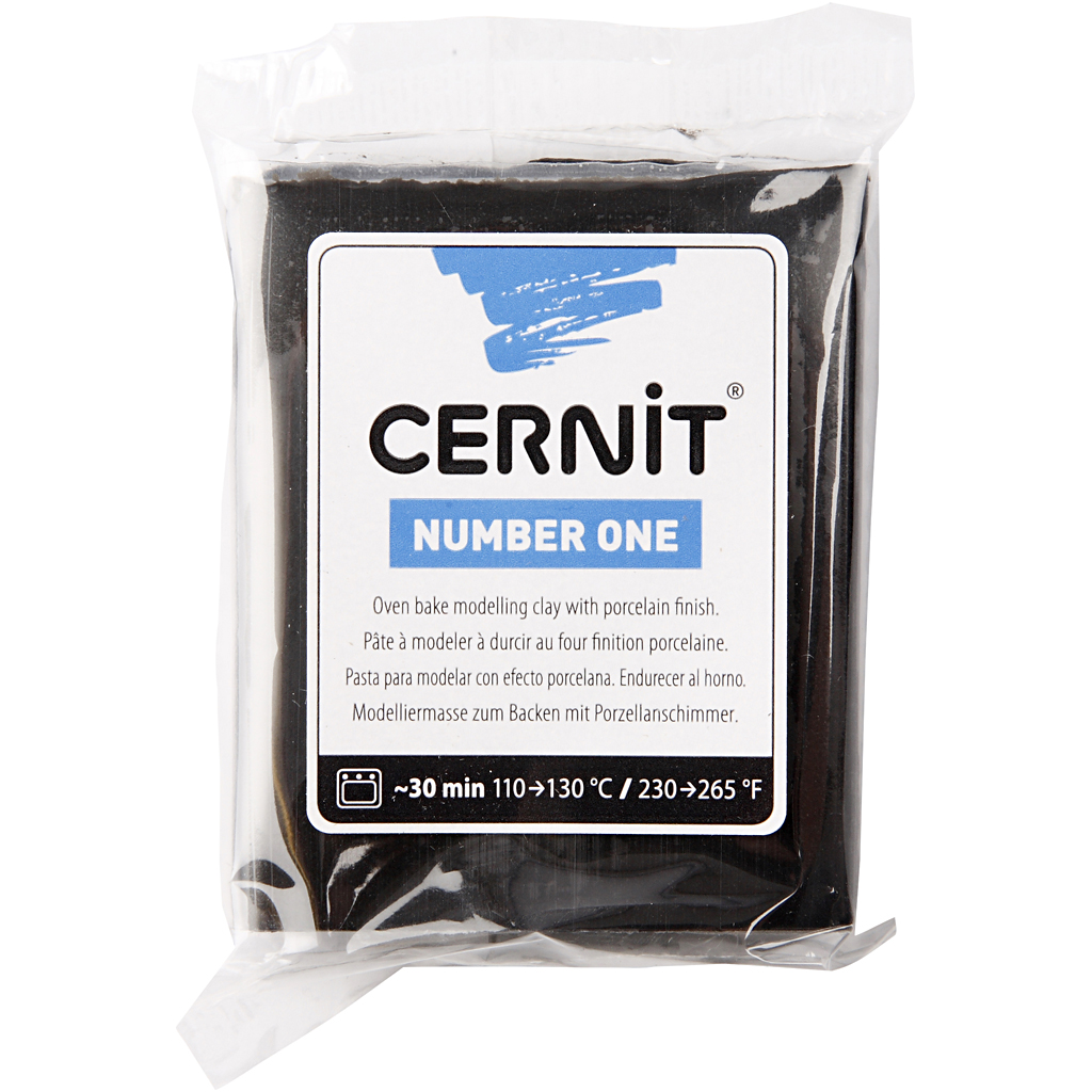 Cernit polymeer boetseer klei porselein effect zwart - 56 gr
