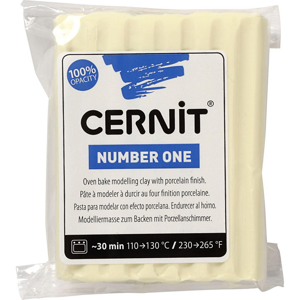 Cernit polymeer boetseer klei porselein effect vanille - 56 gr