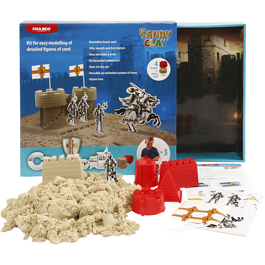 Knutselpakket zand klei boetseren ridderkasteel 1500 gram - 1 set