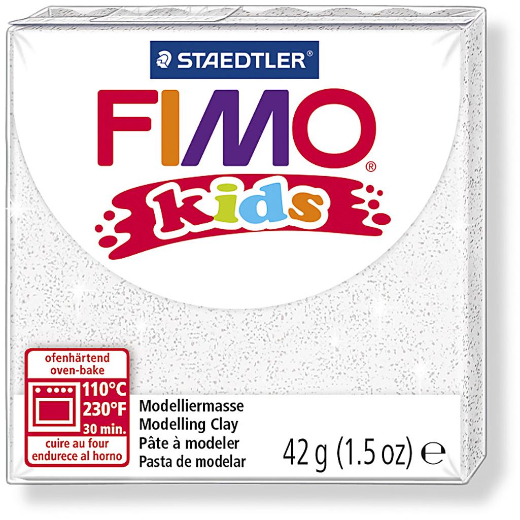 FIMO boetseer klei kids wit glitter afbakken 42 gram