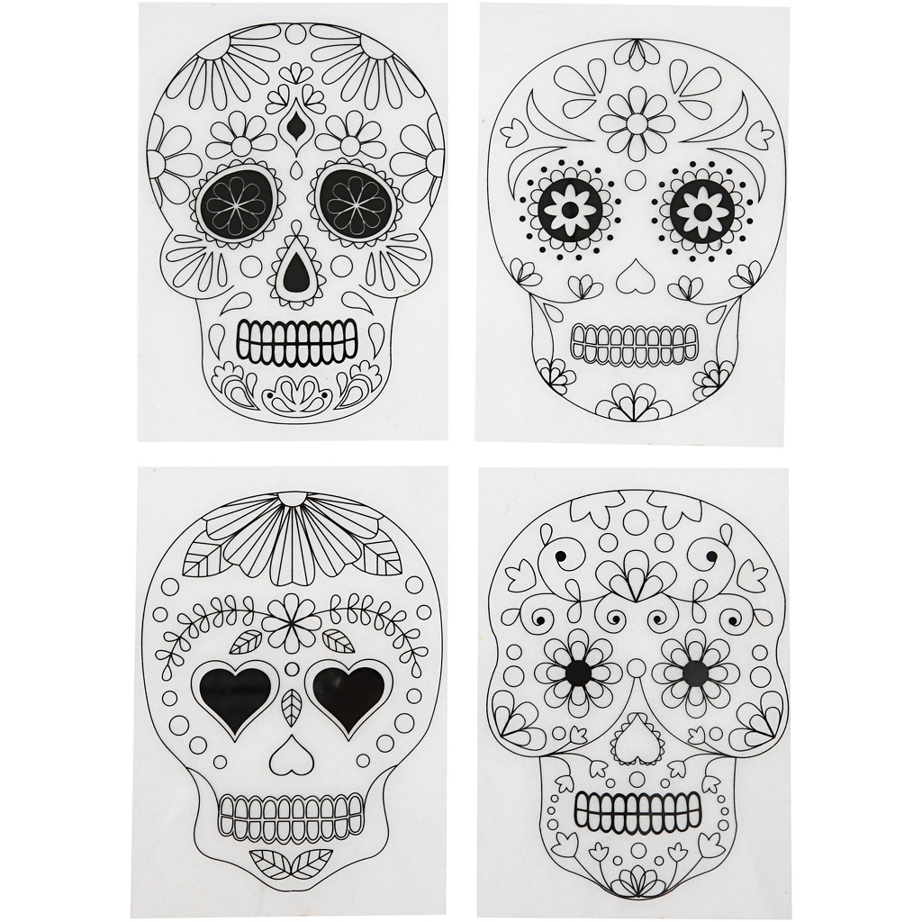 Krimpfolie met motieven skulls 10,5x14,5cm - 4 vellen