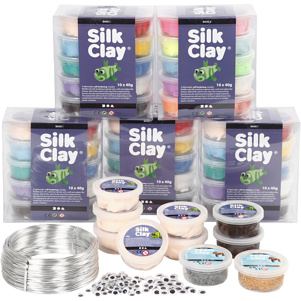 Workshop Klassen knutselpakket figuren met Silk en foam Clay - set voor ca. 90 figuren