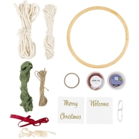 Hobbyset Macram&eacute; Kerstkrans Maken 18cm &ndash; Complete DIY Set