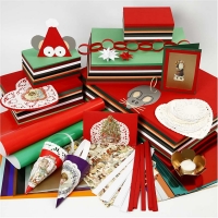 XL knutselpakket kerstmaterialen papier en karton doilies plaatjes - 1 set