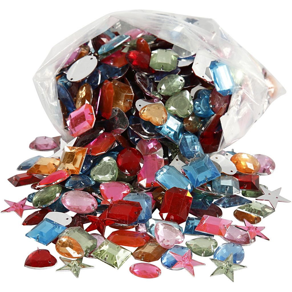 Strass stenen met rijggaatjes kleuren mix 15-17mm ca. 800 stuks