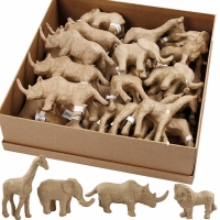 Partij kartonnen jungle safari dieren assorti 7.5-10cm - 32 stuks
