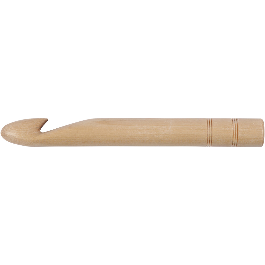 Haaknaald, 25, l: 23 cm, 1 stuk, berkehout