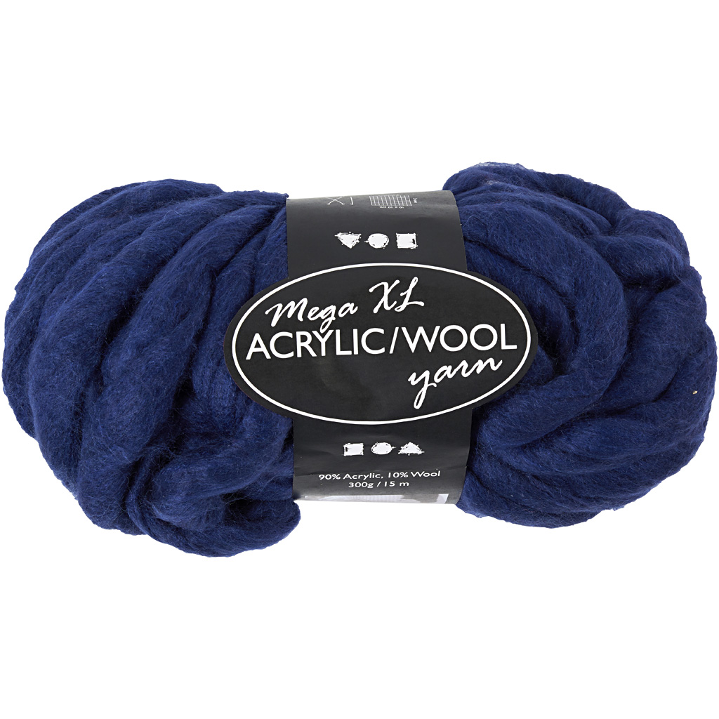 XL brei garen donker blauw mix 90% acryl en 10% wol bol 300gr