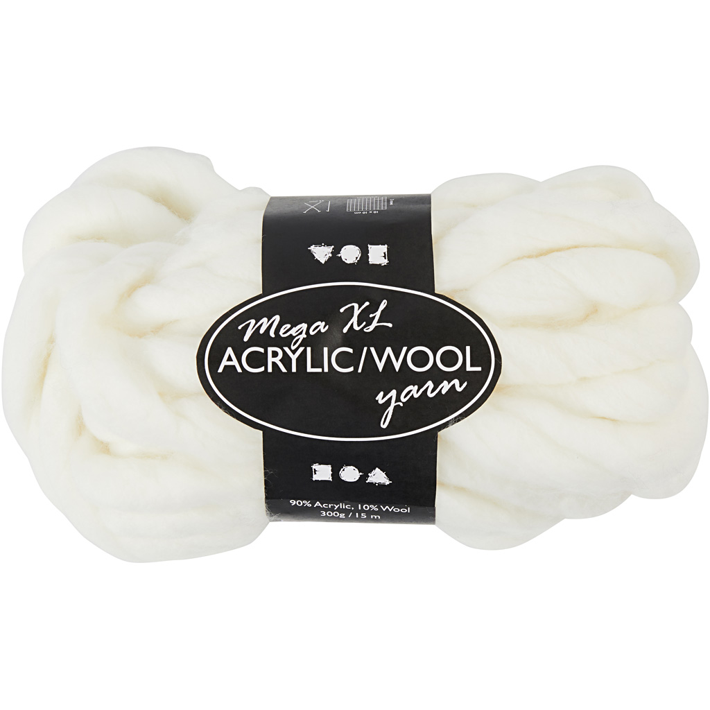 XL brei garen off-white mix 90% acryl en 10% wol bol 300gr