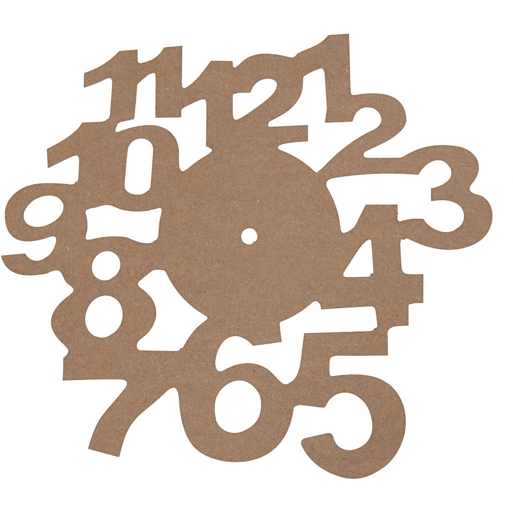 Blank houten klok met speelse cijfers 30cm excl. uurwerk - 1 stuk