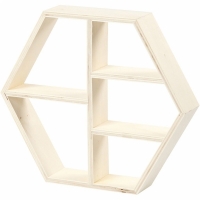 Houten hexagon lijst met schapjes 28.5x25cm - 1 stuk