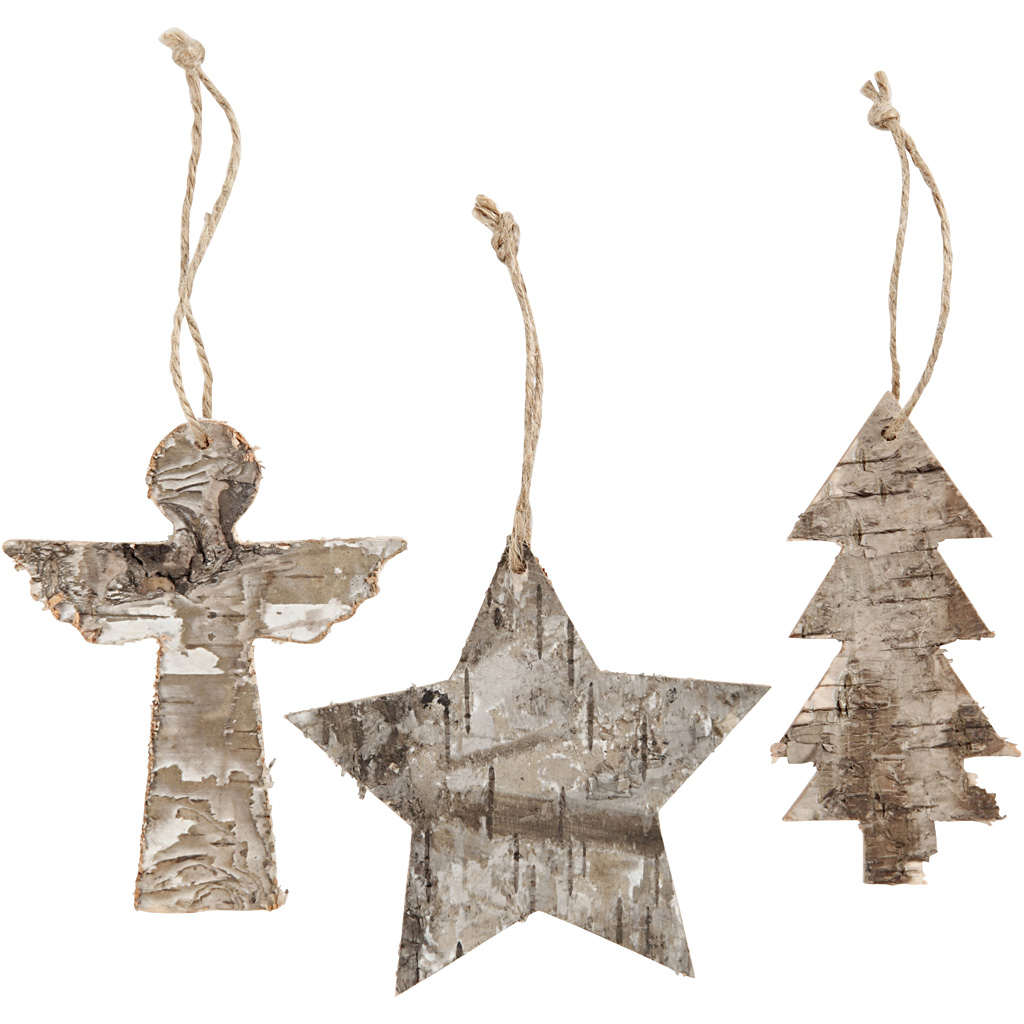 Kerst ornamenten set hout 10 cm 3 stuks