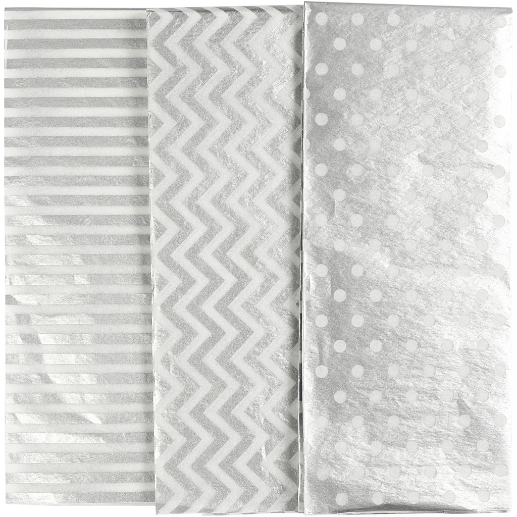 Decoupage tissue papier zilver mix 50x70cm - 6 vellen