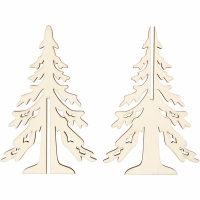 Blank houten 3D Kerstboom 20x13cm - 1 stuk