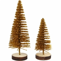 Mini kerstboompjes goud 7+6cm 5 stuks