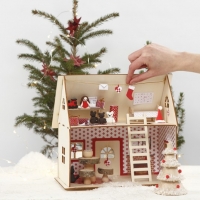 Knutselpakket miniaturen kerstman huis