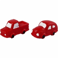 Mini autootjes rood wit 20x40mm (2 stuks)
