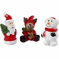 Mini kerst figuren kerstman sneeuwpop rendier 35x10mm (3 stuks)