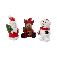 Mini kerst figuren kerstman sneeuwpop rendier 35x10mm (3 stuks)