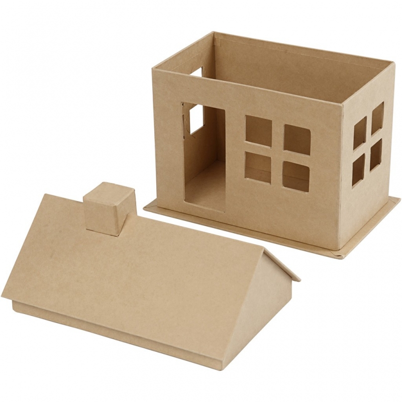 Blij envelop Bijbel Kartonnen hobby huis met los dak 23x22.5cm - 1 stuk - creaknutselen.nl