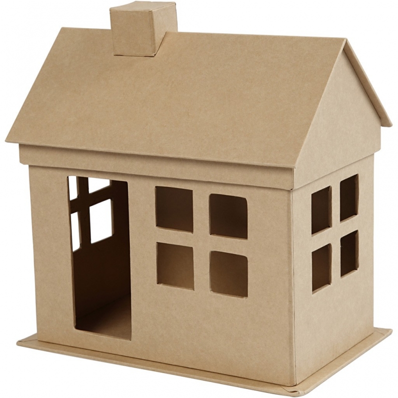 Zie insecten Monica inspanning Kartonnen hobby huis met los dak 23x22.5cm - 1 stuk - creaknutselen.nl