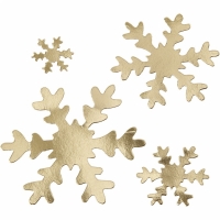 Leerpapier sneeuwvlokken goud 16 stuks