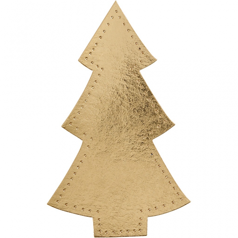 Leerpapier kerstboom goud 18cm 4 stuks