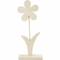 Blank houten bloem op voet 23x9.5cm - 1 stuk