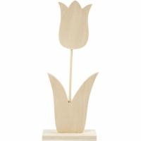 Blank houten voorjaars tulp op voet 23.5x9cm - 1 stuk