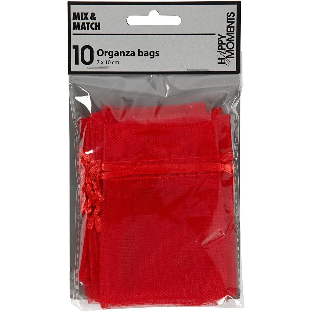 Kleine organza cadeau zakjes rood 7x10cm - 10 stuks