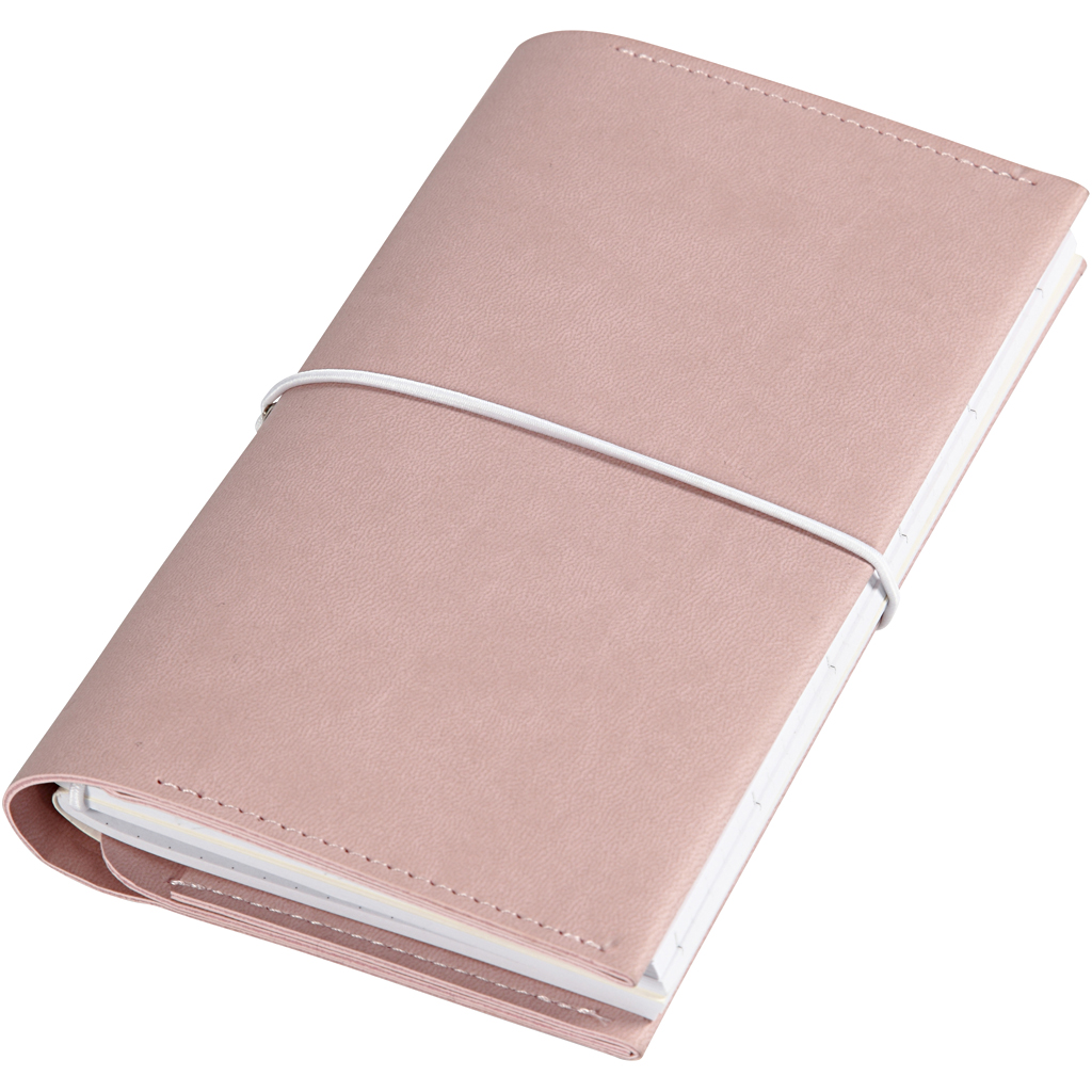 Bullet journal planner 10x18cm roze imitatie leer - per stuk