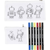 Hobbyset Textiel Decoreren kleuren robot designs