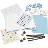 Knutselpakket papierset kleuren stempelen schetsen zomer  - 1 set