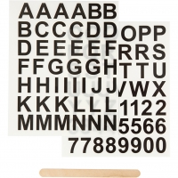 Rub-on transfer stickers alfabet en cijfers zwart - 2 vellen