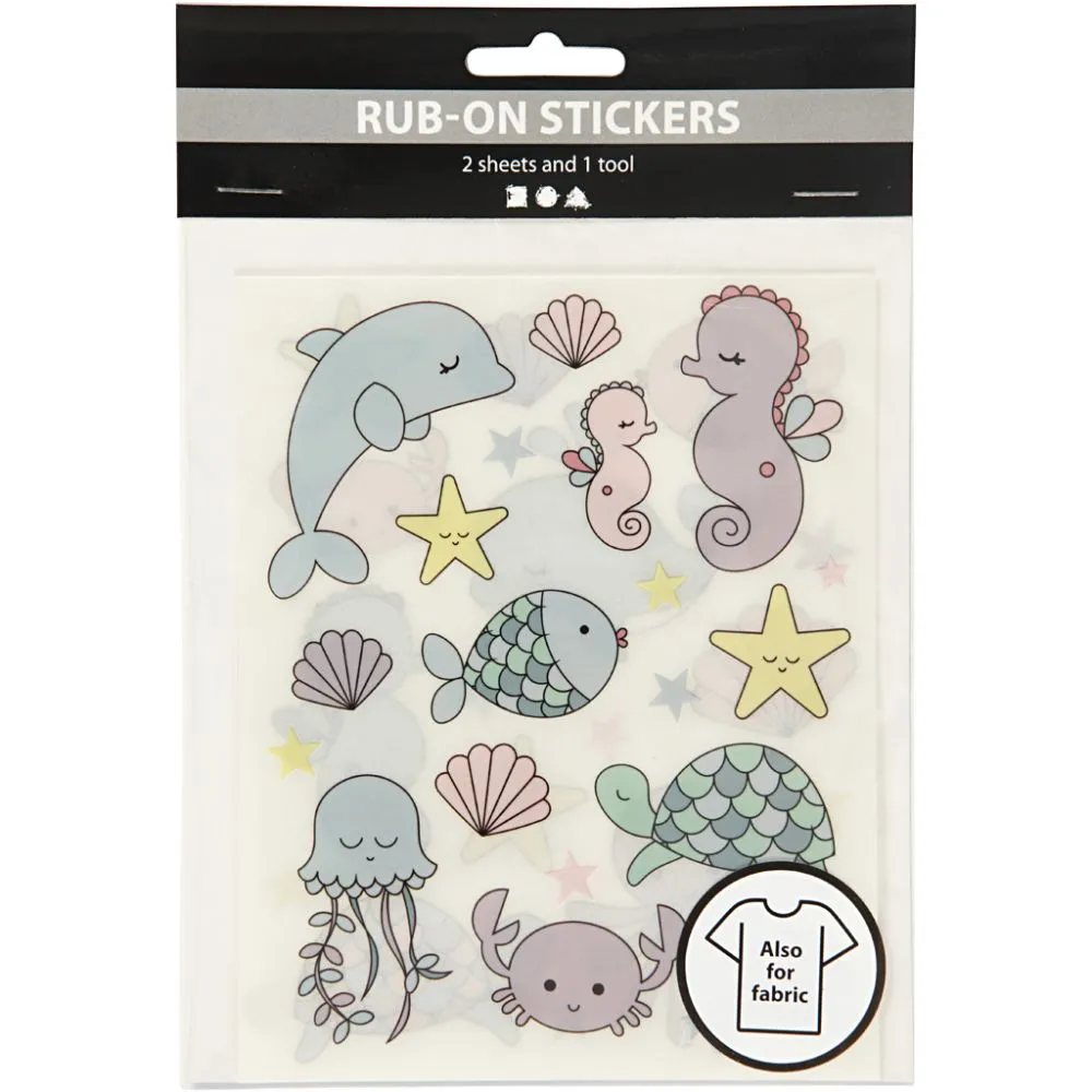 Rub-on transfer stickers zee dieren mix - 1 set
