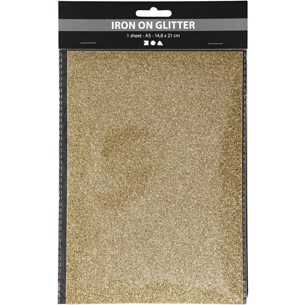 Glitter transfer opstrijk folie goud A5 - 1 vel