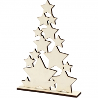 Blank houten Kerstboom sterren 30x21,5cm - per stuk