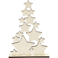 Houten kerstboom sterren vorm 19,6x14,7cm