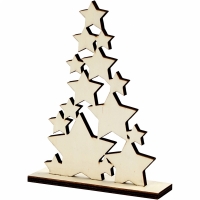 Blank houten kerstboom sterren 20x14.7cm - per stuk