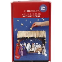 Knutselpakket kerststal maken klei vilt hout set - 1 set