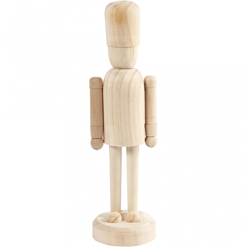 Groot blank houten kerst figuur notenkraker 45cm - 1 stuk
