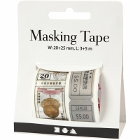 Decoratie washi tape herfst tickets 20+25 mm - 2 rollen a 3-5 meter