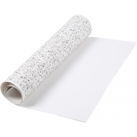 Faux Leather Papier terrazzo print met zilver 49,5cmx1m