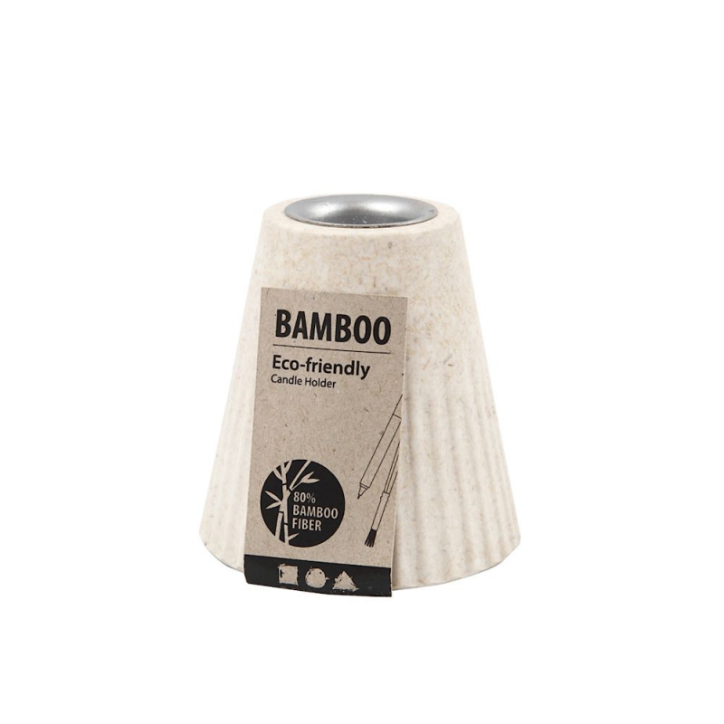 Kandelaar milieuvriendelijke bamboe vezels 6,8x7cm - 1 stuk